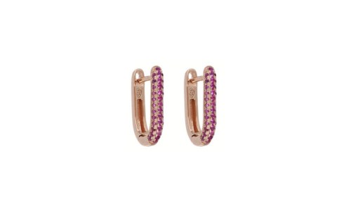 Orecchini Argento Pietre Rosa Cuori Milano 24890854